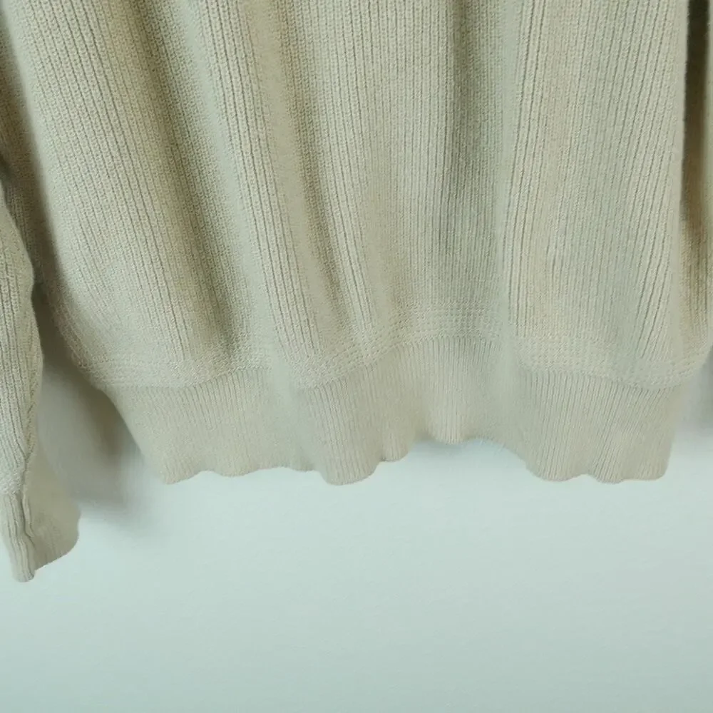 Vintage LL Bean Henley Sweater Large USA Cotton Fisherman Ribbed Knit Pullover - Picture 9 of 10